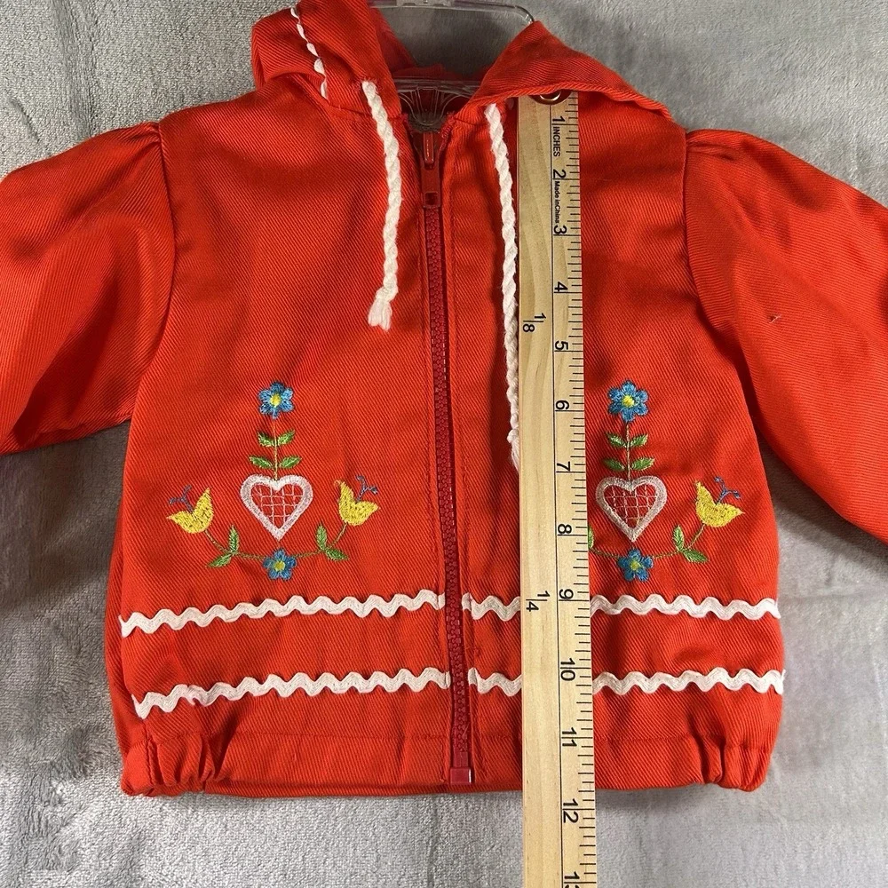 Vintage 80s 90s‎ Toddler Hooded Jacket Coat Approximate Size 12 Month Embroidery